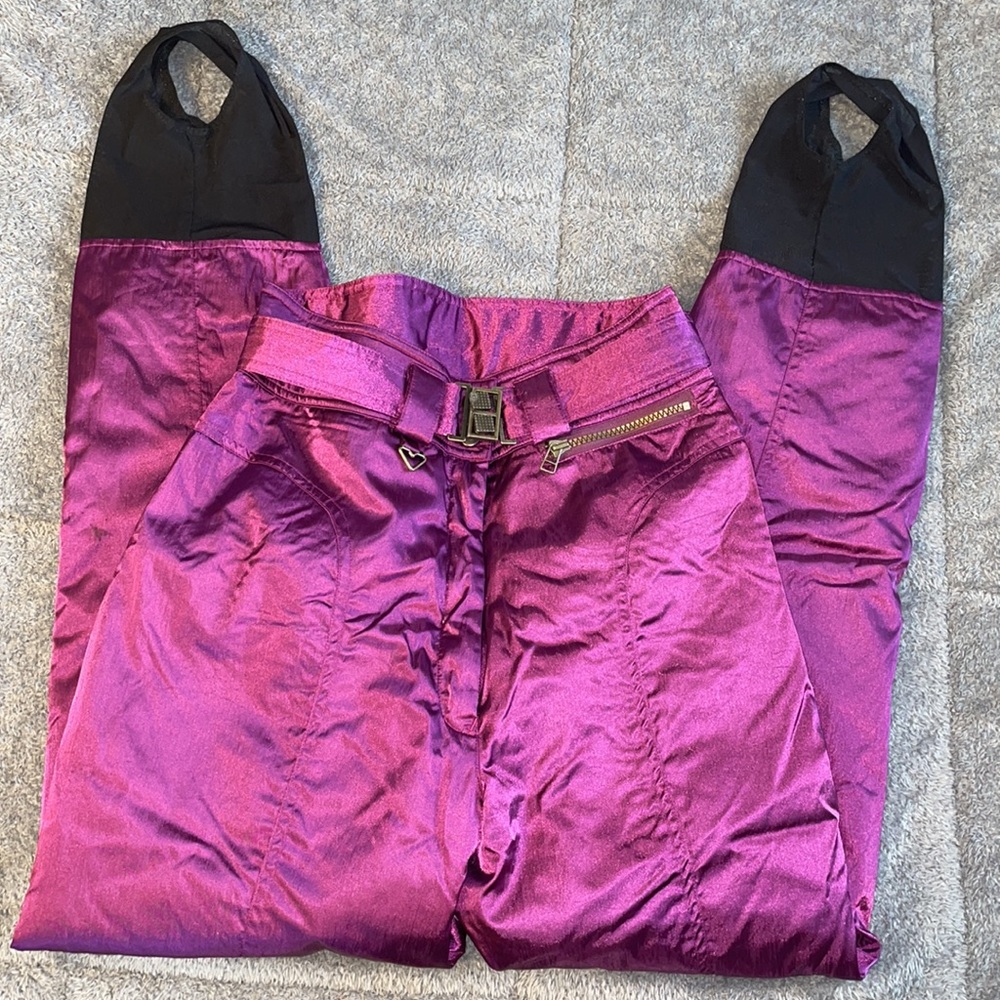 Obermeyer Purple Ski Pants with Stirrups and Belt